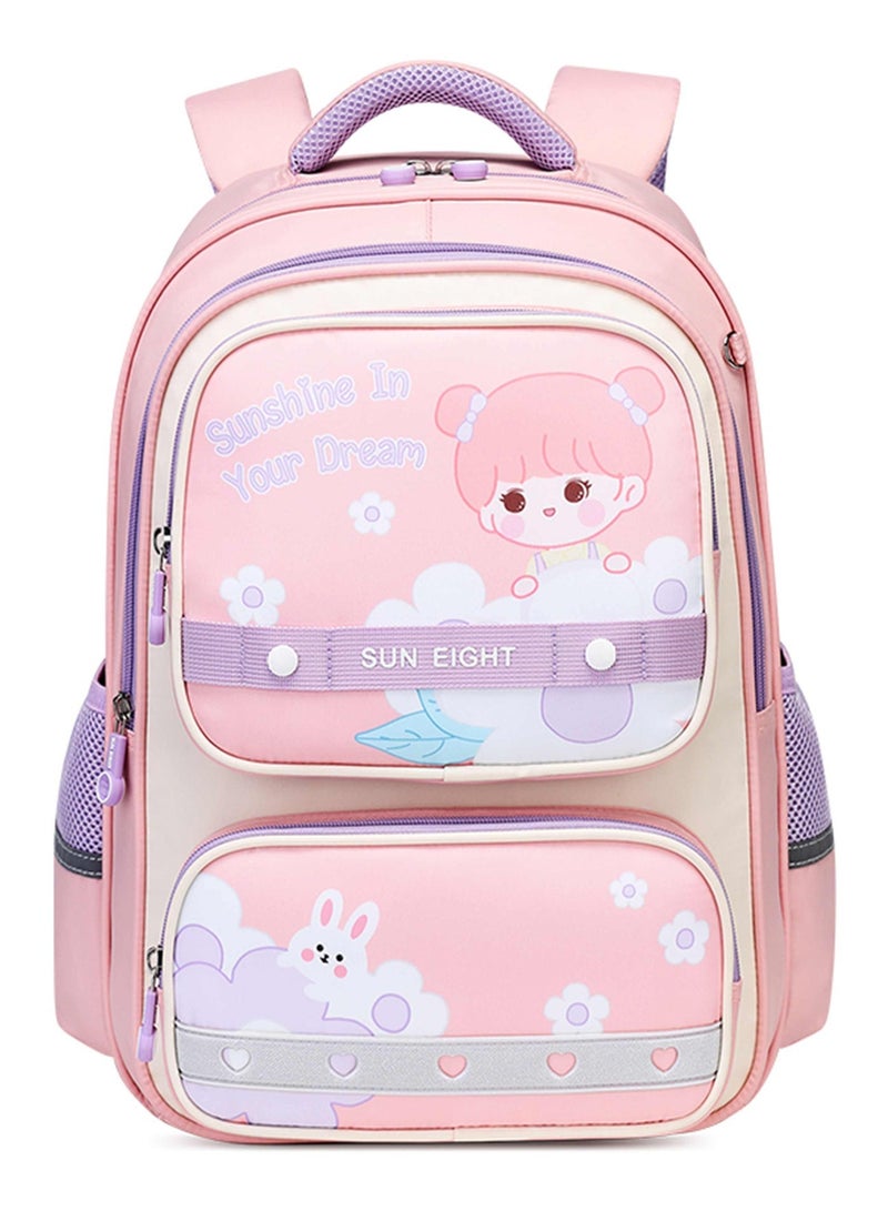 SUN EIGHT Premium 16.5 inches Kids Backpack Light Weight Water Resistant Multifunctional School Daypack for Girls SE22142, Pink - Image 3